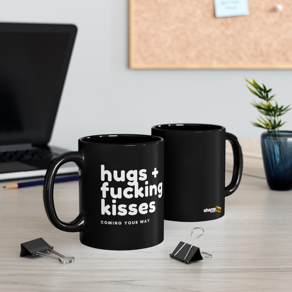 Hugs & Kisses Black Mug