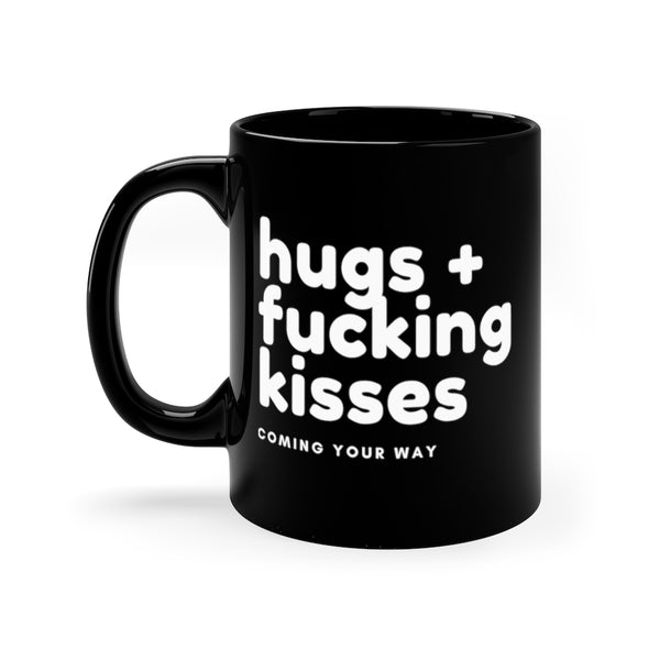 Hugs & Kisses Black Mug