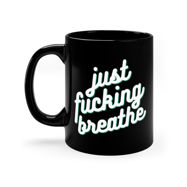 Yoga Just Breathe Black Mug